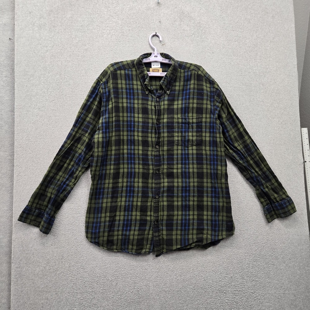 The Foundry Supply Co. Men Button Up Shirt XLT Green Plaid‎ Flannel Shirt